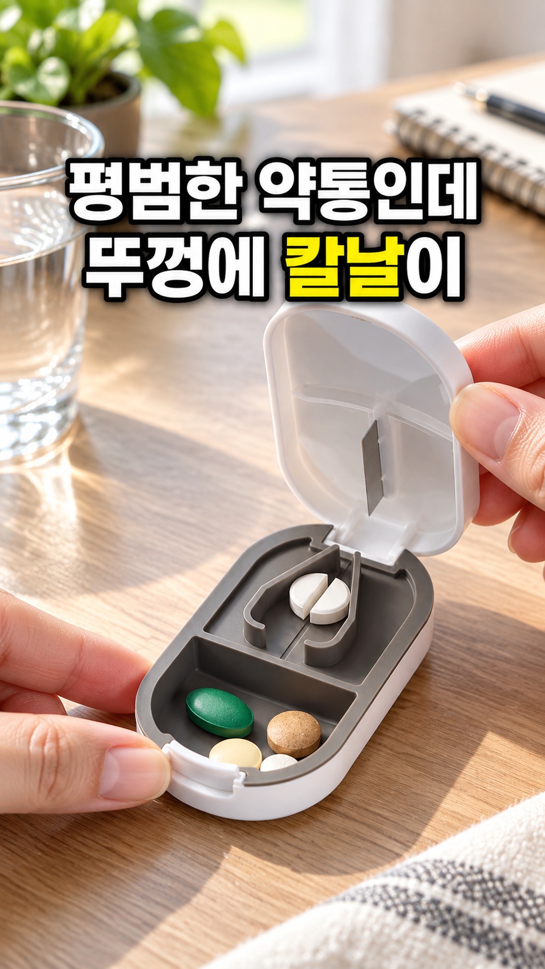 네스팅홈 알약 커팅기 휴대용 알약 케이스 네이비 블루