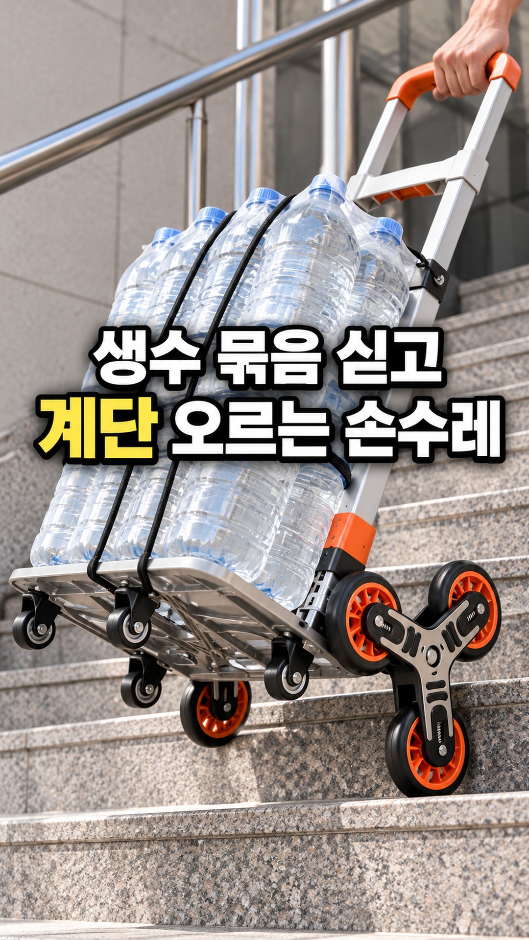 GARVEE 3단 바퀴 접이식 계단카트 계단 리프트 운반 핸드카트 고정 로프 캐리어 바퀴 포함